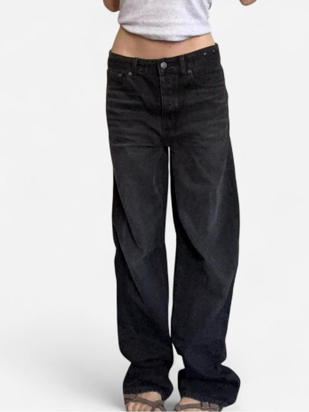 Madewell Low Slung Baggy Black Jeans